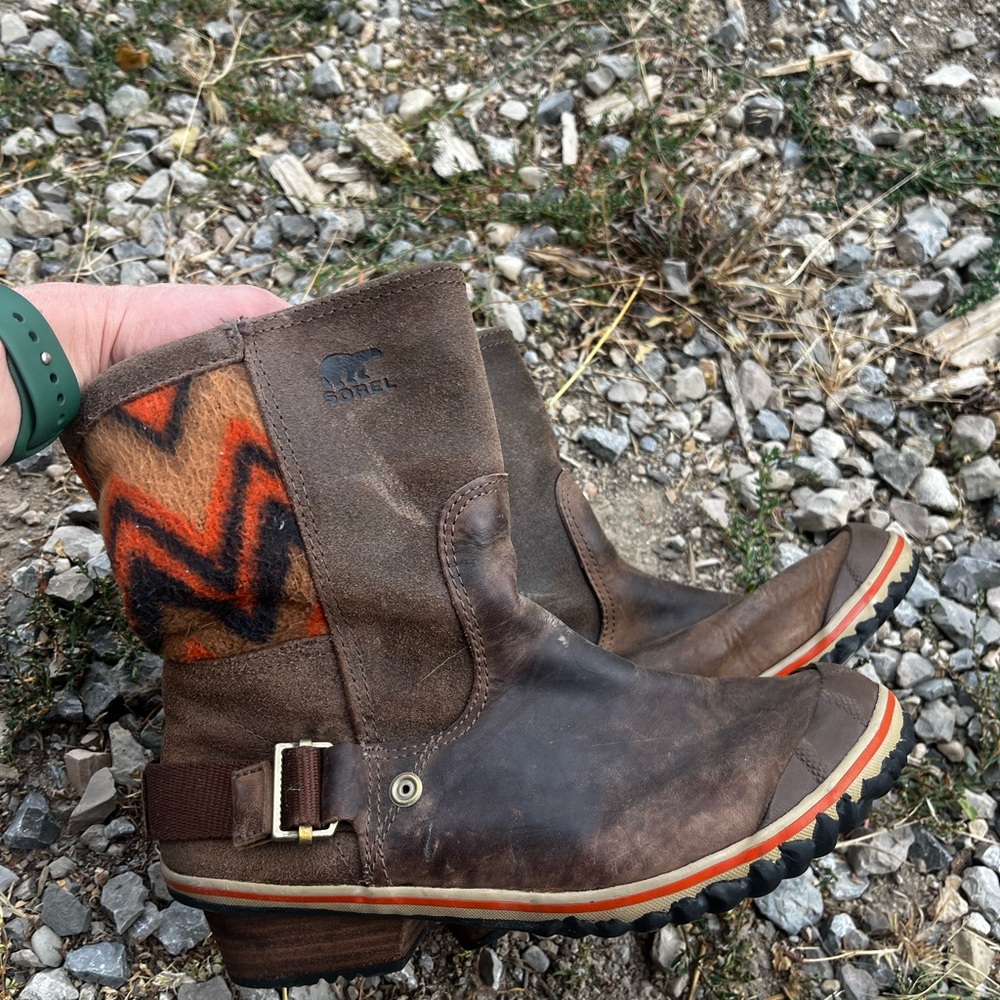 Sorel Brown and Orange Outdoor Boots